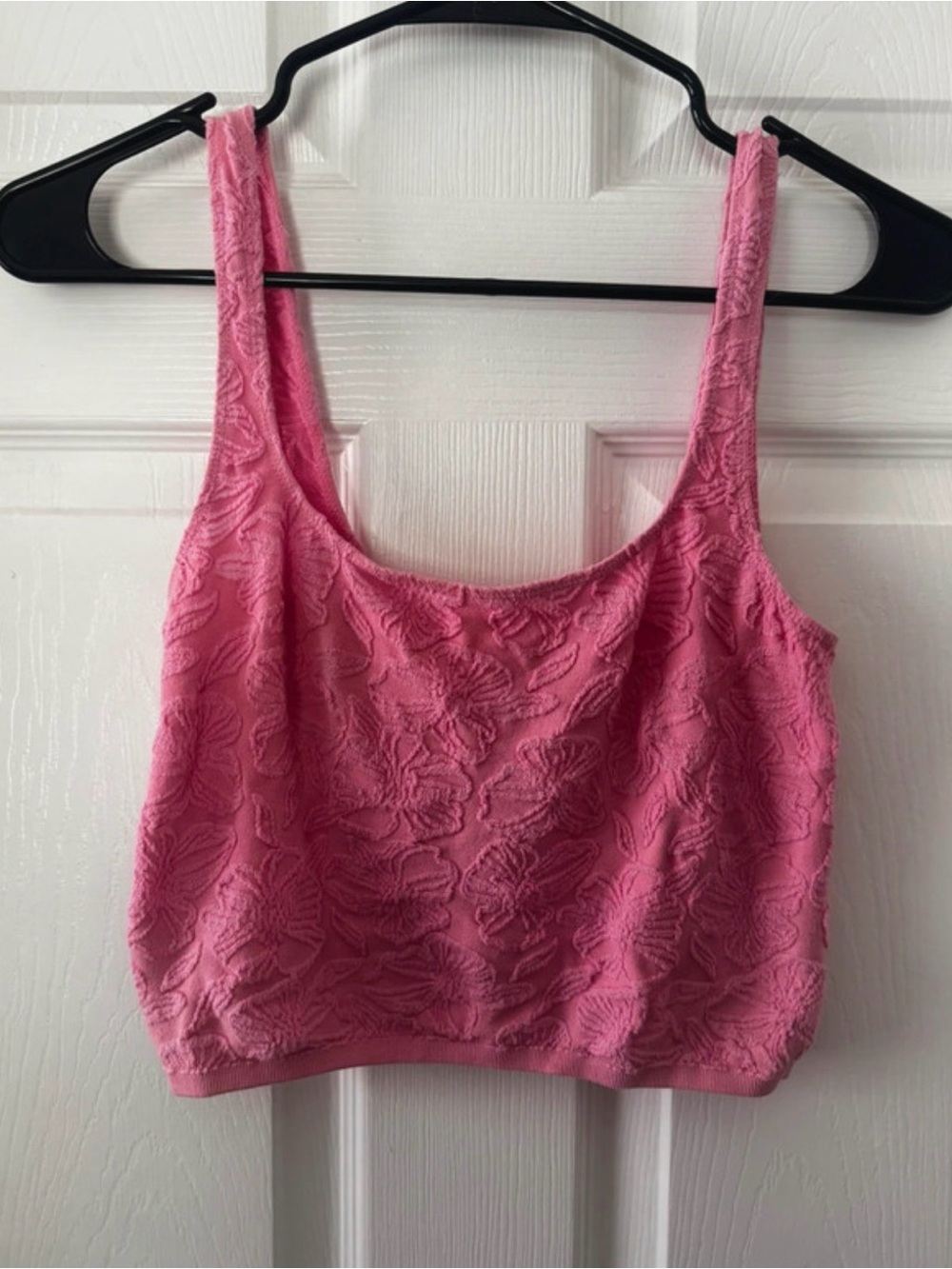 Anthropologie Hannah Rose Pink Textured Scoop Crop Tank